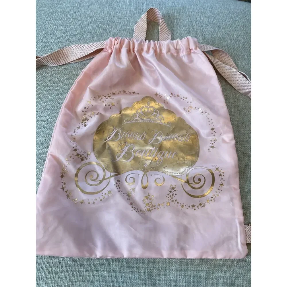 Disney Parks Bibbidi Bobbidi Boutique Pincess Pink Drawstring Backpack Bag